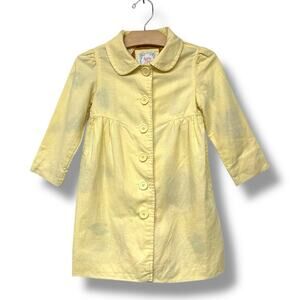 Baby Gap Jacket Girls Linen Cotton Yellow Floral Lined Pea Coat 4T Y2K Cottage